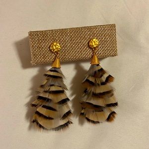 BRACKISH Sandy Partridge Feather Earrings